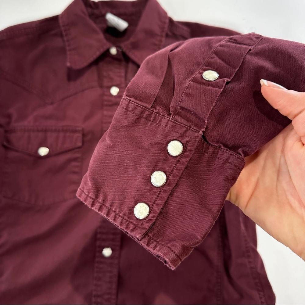 Carhartt western pearl snap shirt cotton workwear burgundy regular M - Picture 5 of 11